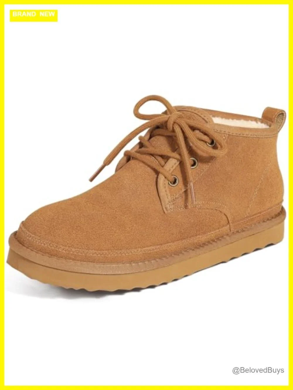 Genuine Suede Lace Up Ankle Boots Faux Fur Lined Winter Snow Boots